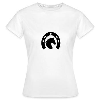 Horse with horseshoes, horses, riding, equitation - Women's T-Shirt - white - Front - AI Model Female 172 dark (172cm)