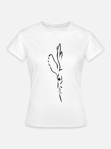 Rehbock Halb-Portrait schwarz - Frauen T-Shirt - Weiß