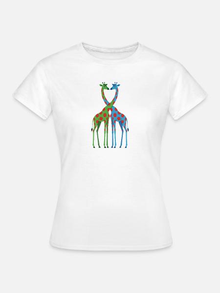 Giraffenherz mit Tupfen - Frauen T-Shirt - Weiß