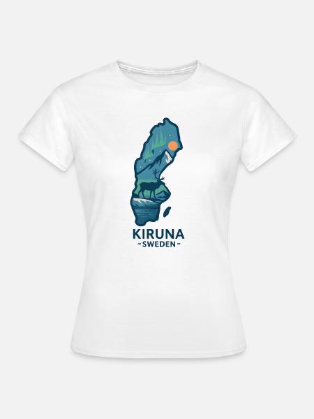 Kiruna Berg Rentier am See unter Sonne - Frauen T-Shirt - Weiß