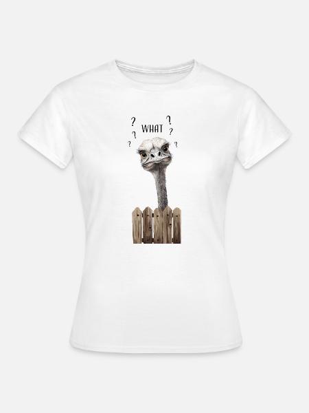 WHAT? – Lustiger verwirrter Vogelstrauß - Frauen T-Shirt - Weiß