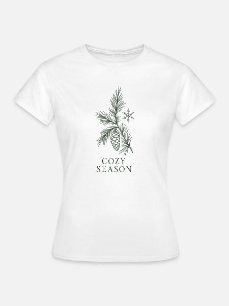 Gemütliches Kiefern-Jahreszeichen - Frauen T-Shirt - Weiß