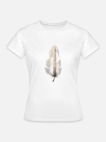 braune Feder - Frauen T-Shirt - Weiß