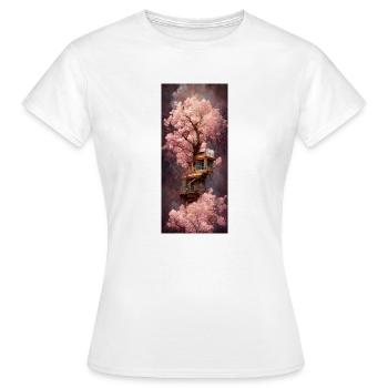 The cherry tree house - Women's T-Shirt - white - Front - AI Model Female 172 dark (172cm)