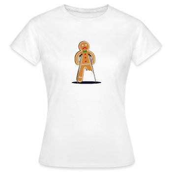 Verletzter Lebkuchenmann (blau) - Frauen T-Shirt - Weiß - Vorne - AI Model Female 172 dark (172cm)