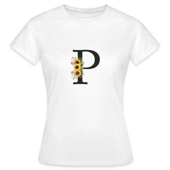 P Monogramme Tournesols - T-shirt Femme - blanc - Devant - AI Model Female 172 dark (172cm)