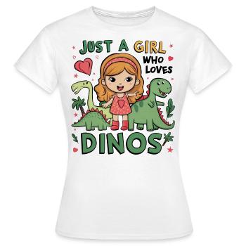 Just a Girl who loves Dinos. Mädchen Dinosaurier - Frauen T-Shirt - Weiß - Vorne - AI Model Female 172 dark (172cm)