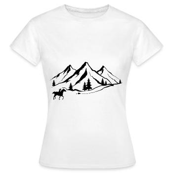 Montagne 1 et Cheval - - T-shirt Femme - blanc - Devant - AI Model Female 172 dark (172cm)