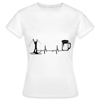 Heartbeat Beer and Skiing - - Women's T-Shirt - white - Front - AI Model Female 172 dark (172cm)
