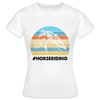 Horseback Riding Colorful Sunset Background Horse - Women's T-Shirt - white - Front - AI Model Female 172 dark (172cm)