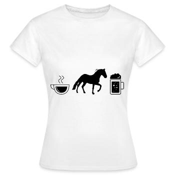 Café bière et cheval - (3) - T-shirt Femme - blanc - Devant - AI Model Female 172 dark (172cm)