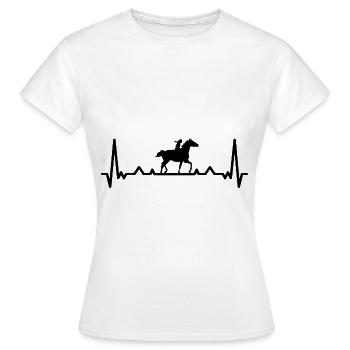 Battement de cœur et cheval - (2) - T-shirt Femme - blanc - Devant - AI Model Female 172 dark (172cm)