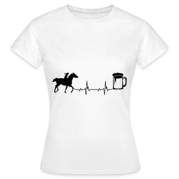 Heartbeat Bière et Cheval - (2) - T-shirt Femme - blanc - Devant - AI Model Female 172 dark (172cm)