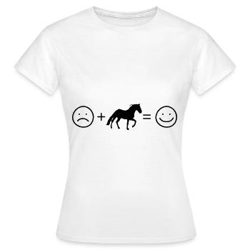 Smile Face et Cheval - (3) - T-shirt Femme - blanc - Devant - AI Model Female 172 dark (172cm)