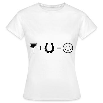 Wine Smile Face et Cheval 2 - - T-shirt Femme - blanc - Devant - AI Model Female 172 dark (172cm)