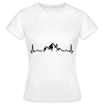 Heartbeat Montagne et Cheval - (2) - T-shirt Femme - blanc - Devant - AI Model Female 172 dark (172cm)