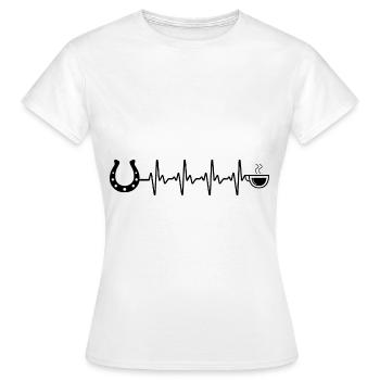Heartbeat Café et Cheval - - T-shirt Femme - blanc - Devant - AI Model Female 172 dark (172cm)