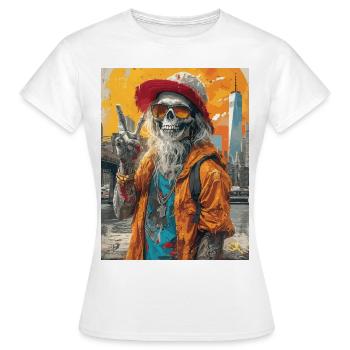 Freaky World - Skull, Totenkopf - Frauen T-Shirt - Weiß - Vorne - AI Model Female 172 dark (172cm)