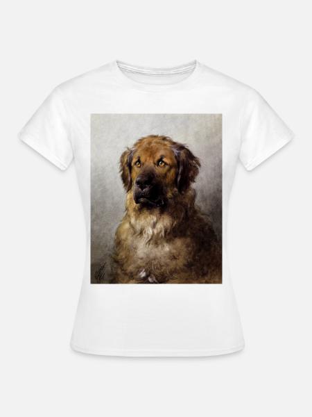 Réalisme Chiens Portrait Leonberger - T-shirt Femme - blanc