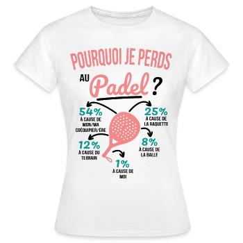 Padel gift idea - Why am I losing at Padel? - Women's T-Shirt - white - Front - AI Model Female 172 dark (172cm)