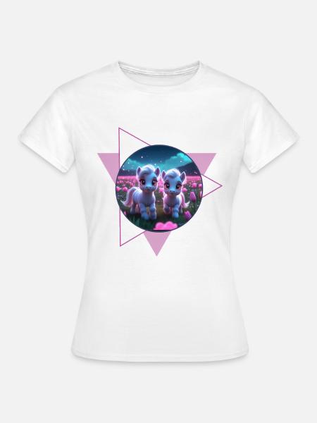 Zwei süße Ponys - Frauen T-Shirt - Weiß