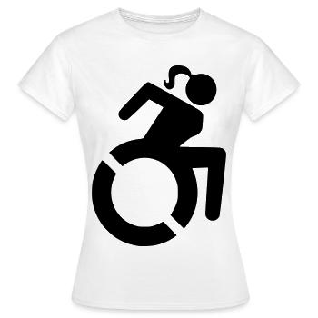 Frau im Rollstuhl, weibliche Rolle, Rollstuhl # - Frauen T-Shirt - Weiß - Vorne - AI Model Female 172 dark (172cm)