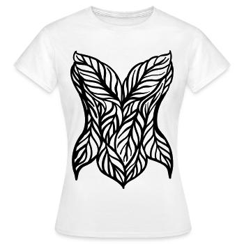 Corset à feuilles élégant – Art au trait inspiré de la nature - T-shirt Femme - blanc - Devant - AI Model Female 172 dark (172cm)