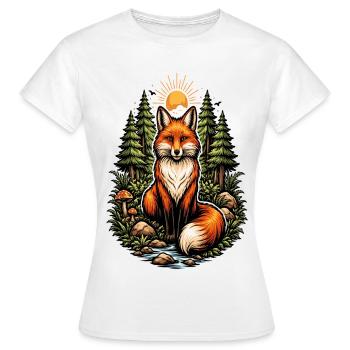 Renard dans la forêt au soleil levant - T-shirt Femme - blanc - Devant - AI Model Female 172 dark (172cm)