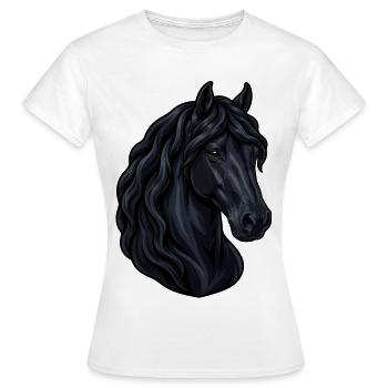 Porträt eines friesischen Pferdes - Frauen T-Shirt - Weiß - Vorne - AI Model Female 172 dark (172cm)