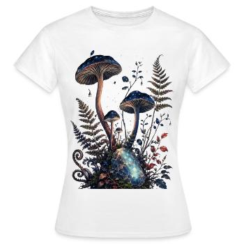 Champignons stellaires et gemme lumineuse - T-shirt Femme - blanc - Devant - AI Model Female 172 dark (172cm)