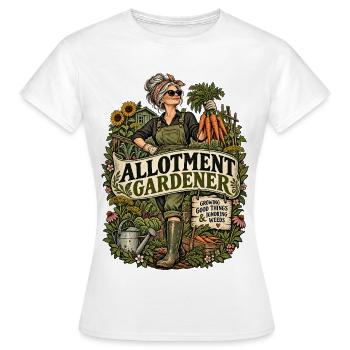 Ein grauhaariger Latzhosen mit Humor - Frauen T-Shirt - Weiß - Vorne - AI Model Female 172 dark (172cm)