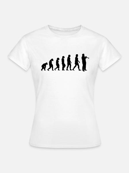 Trompete Trompetenspieler Evolution - Frauen T-Shirt - Weiß