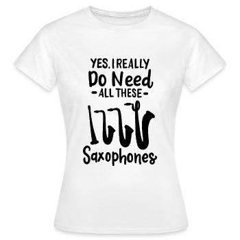 Saxophone Types - Women's T-Shirt - white - Front - AI Model Female 172 dark (172cm)
