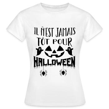 Il n’est jamais tôt pour Halloween - T-shirt Femme - blanc - Devant - AI Model Female 172 dark (172cm)