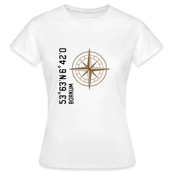 Coordonnées de Borkum - T-shirt Femme - blanc - Devant - AI Model Female 172 dark (172cm)
