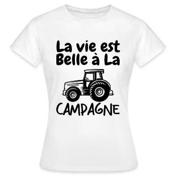 La Vie est Belle à La Campagne - T-shirt Femme - blanc - Devant - AI Model Female 172 dark (172cm)