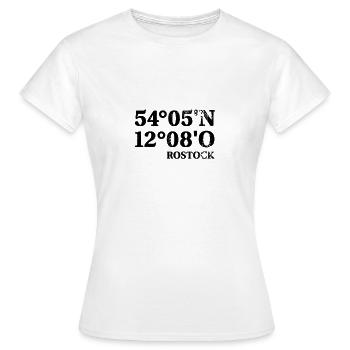 Coordonnées de Rostock - T-shirt Femme - blanc - Devant - AI Model Female 172 dark (172cm)