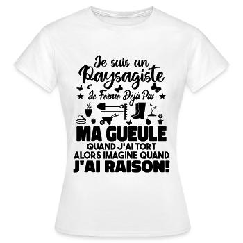 Paysagiste Paysagisme Paysagiste Aménagement - T-shirt Femme - blanc - Devant - AI Model Female 172 dark (172cm)