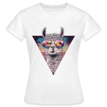 Lama d'été avec des lunettes de soleil cadeau - T-shirt Femme - blanc - Devant - AI Model Female 172 dark (172cm)