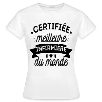 T shirt infirmière meilleure infirmière cadeau - T-shirt Femme - blanc - Devant - AI Model Female 172 dark (172cm)