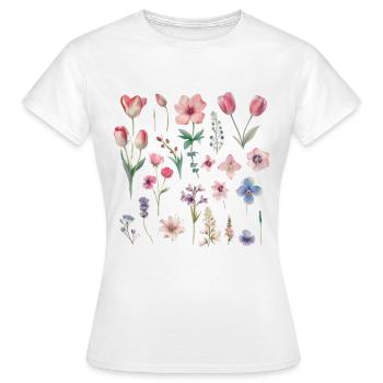 Frühlingsblumen - Frauen T-Shirt - Weiß - Vorne - AI Model Female 172 dark (172cm)