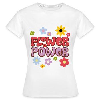 Flower Power - Frauen T-Shirt - Weiß - Vorne - AI Model Female 172 dark (172cm)