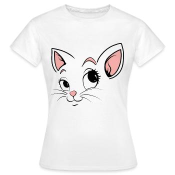 Mignon Cartoon Cat Face - Costume de chat - T-shirt Femme - blanc - Devant - AI Model Female 172 dark (172cm)