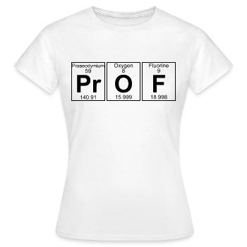 Pr-O-F (prof) - Full - Frauen T-Shirt - Weiß - Vorne - AI Model Female 172 dark (172cm)