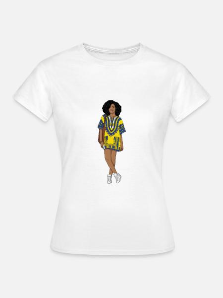Mode schwarz afro Frau - Frauen T-Shirt - Weiß