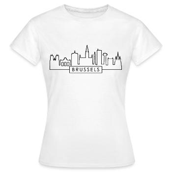 Brussels City Skyline Silhouette in Belgium Brussels - Women's T-Shirt - white - Front - AI Model Female 172 dark (172cm)