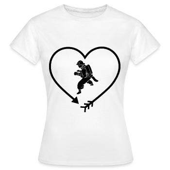 Pfeil in Heartshape und Fire Brigade - - Frauen T-Shirt - Weiß - Vorne - AI Model Female 172 dark (172cm)