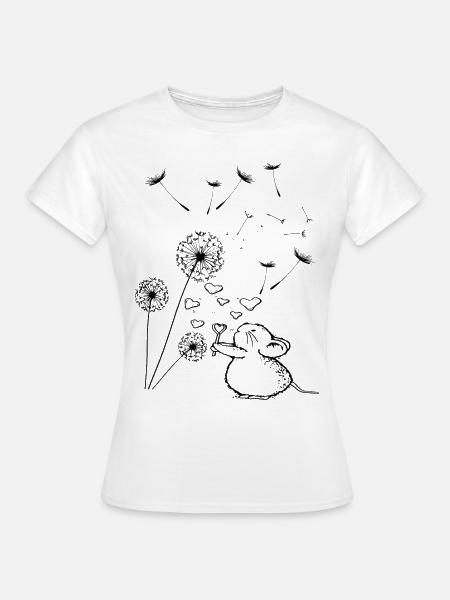 Süßes Mäuschen mit Pusteblume - Frauen T-Shirt - Weiß