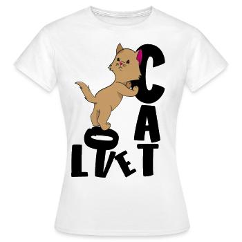 Katze Liebe Mietzekatze - Frauen T-Shirt - Weiß - Vorne - AI Model Female 172 dark (172cm)