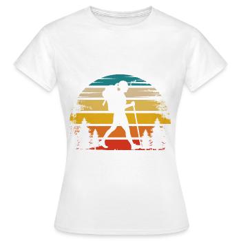 Soleil rétro et randonnée - (2) - T-shirt Femme - blanc - Devant - AI Model Female 172 dark (172cm)